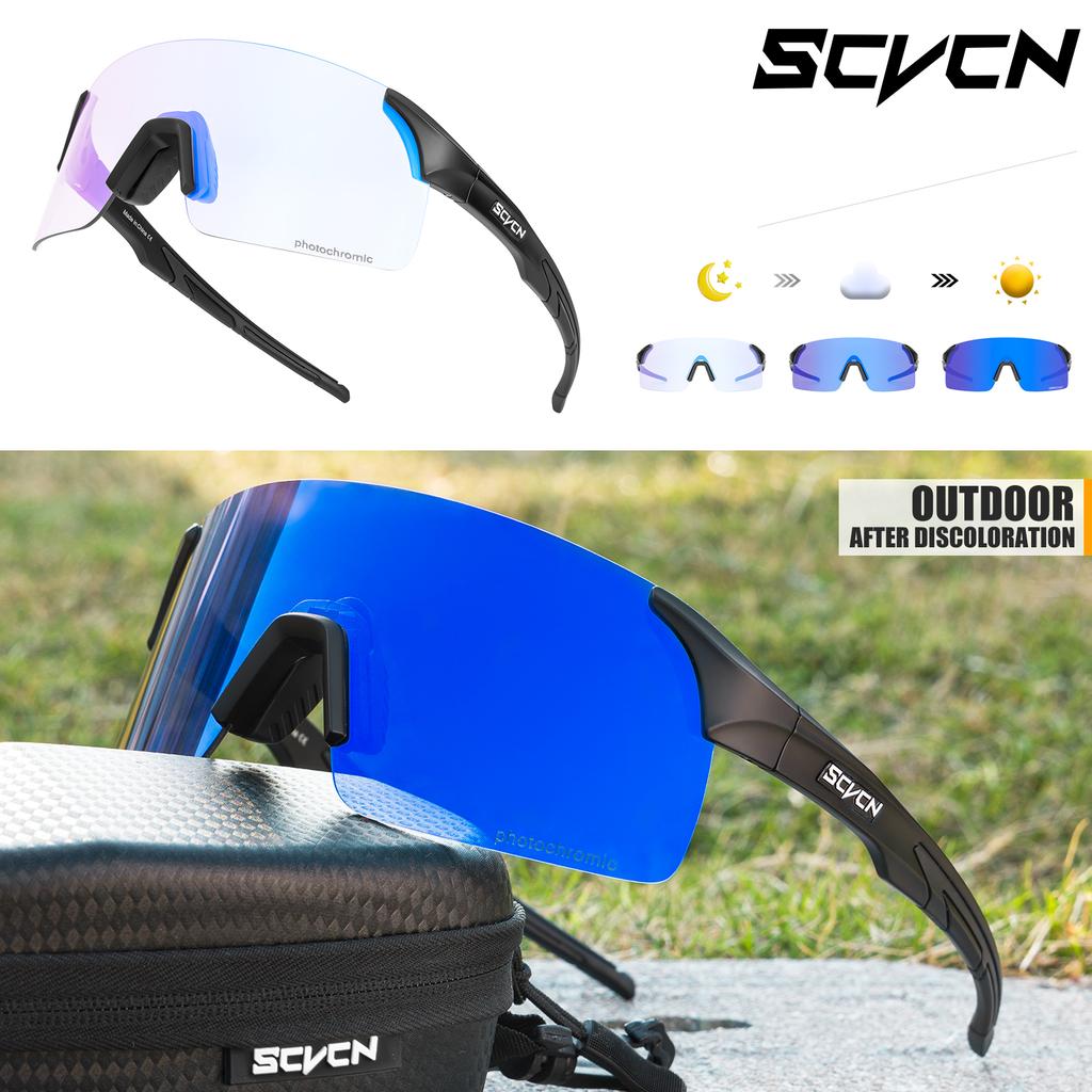 Scvcn Photochromic Sunglasses Cycling Blue Outdoor Sports Bike Glasses Red Man MTB Fishing Glasses Eyewear Bicycle Goggles 2024