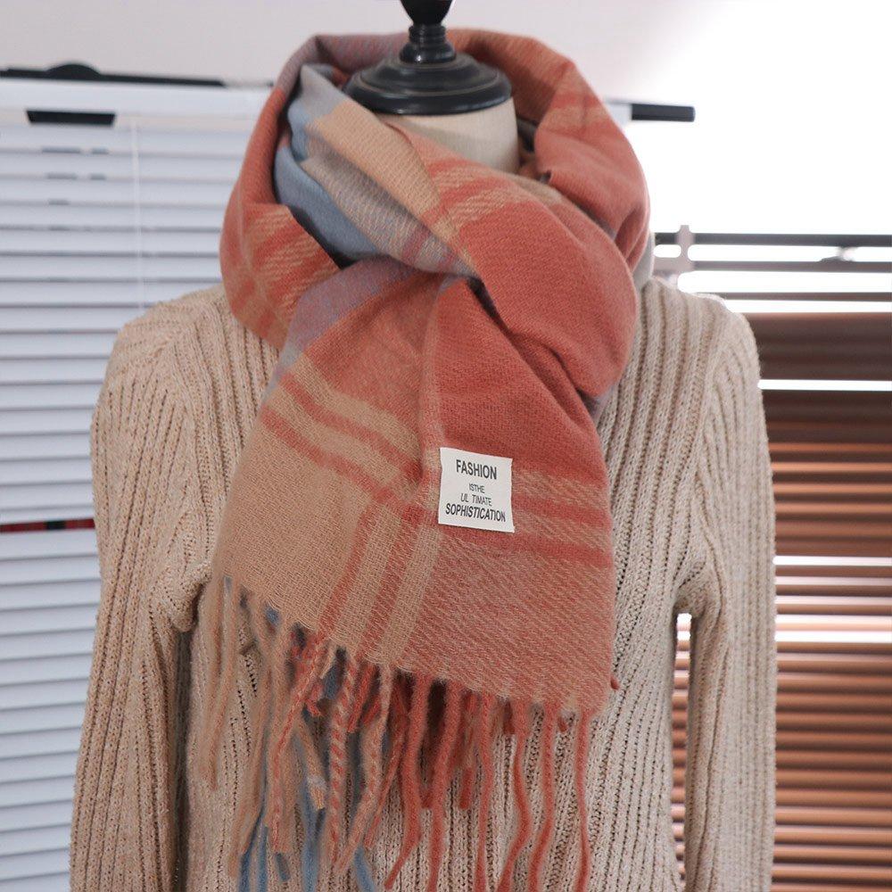 Thicken Plaid Wool Scarf Windproof Men Scarf Soft Winter Cashmere Scarf  Female