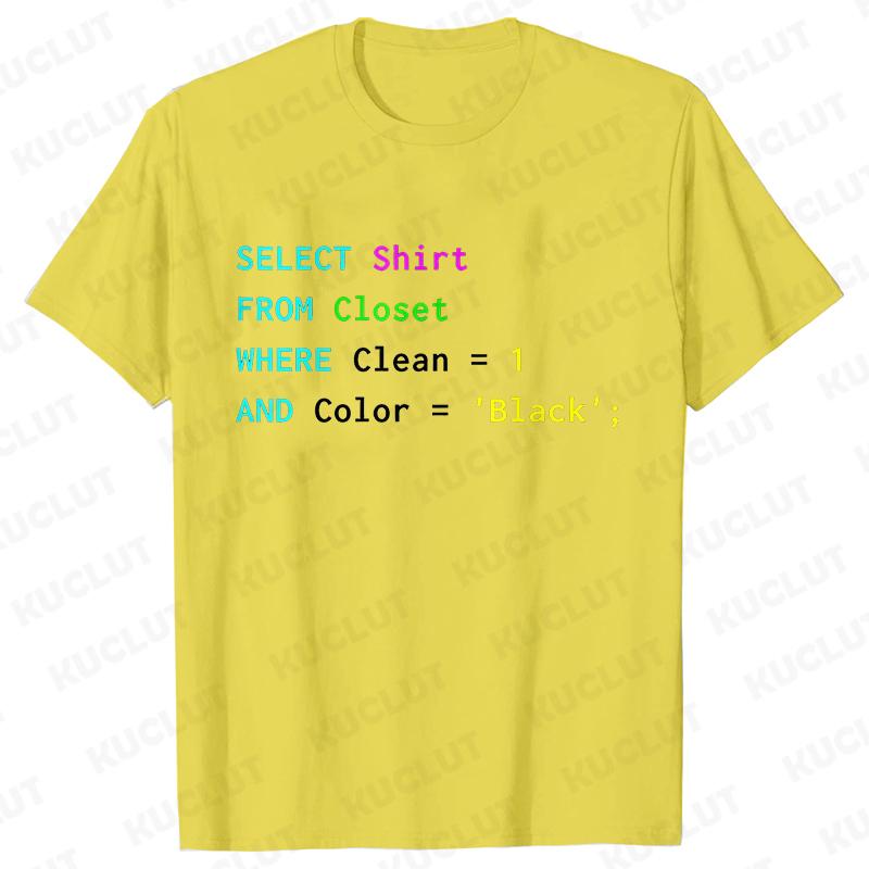 Retro Programmer Coding Database Print T-Shirt Loose Casual Men Women O-neck Short Sleeve Tees Fashion Brand Unisex T-shirts