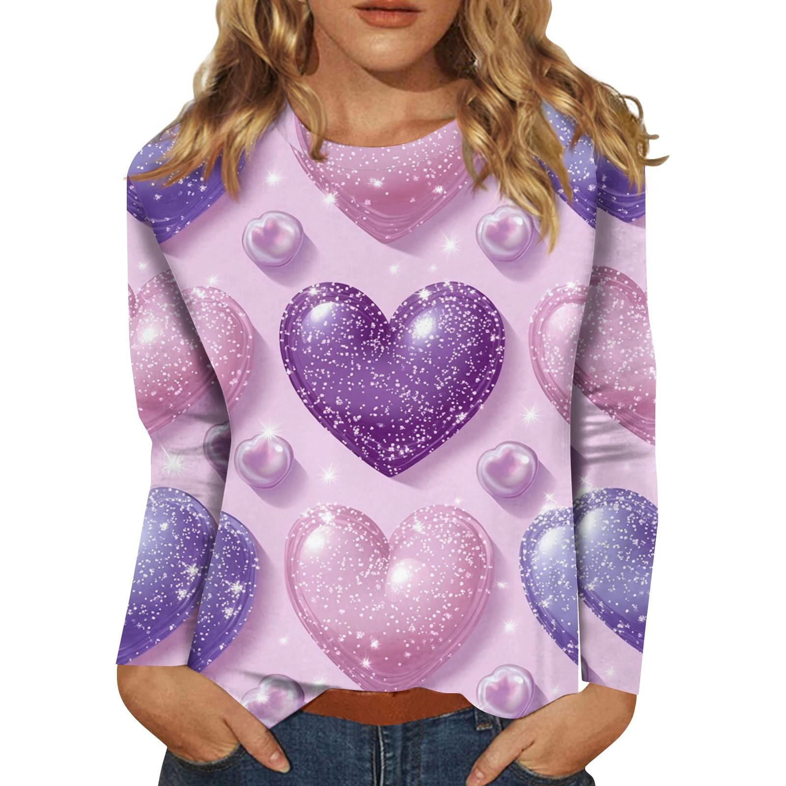 

Женская мода повседневный топ с длинным рукавом и круглым вырезом с цветочным принтом L горячий розовый