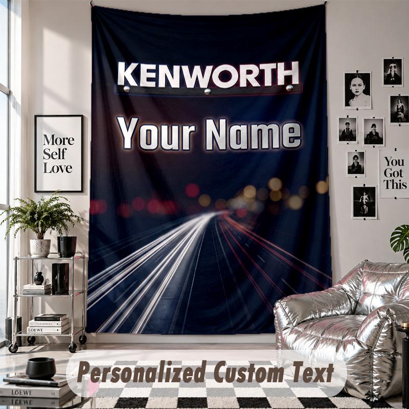 Wall Hanging Tapestry With Custom Name & Text, Kenworth Decorative Tapestry For Bedroom