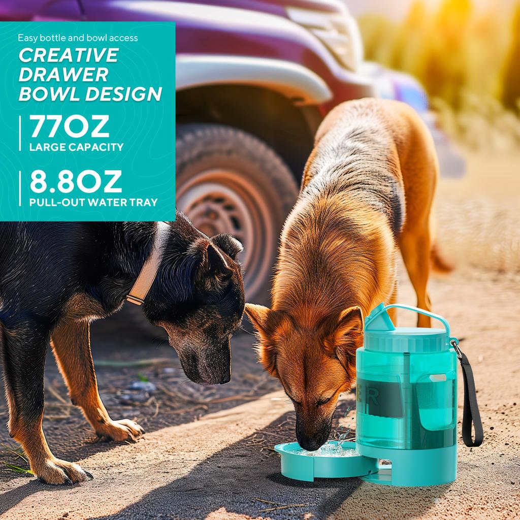 Leakproof 74oz Dog Water Bottle Built In Collapsible Bowl Large Capacity Portable Travel Camping Hiking Small Medium Dog Breeds