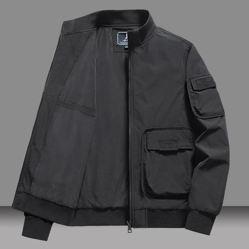 Flygdräkt Herrjacka Bomullsfodrad Kappa Höst och Vinter Amerikansk Retro Lös Ledig Medelålders och Äldre Ledig Jacka Bomullsfodrad Jacka