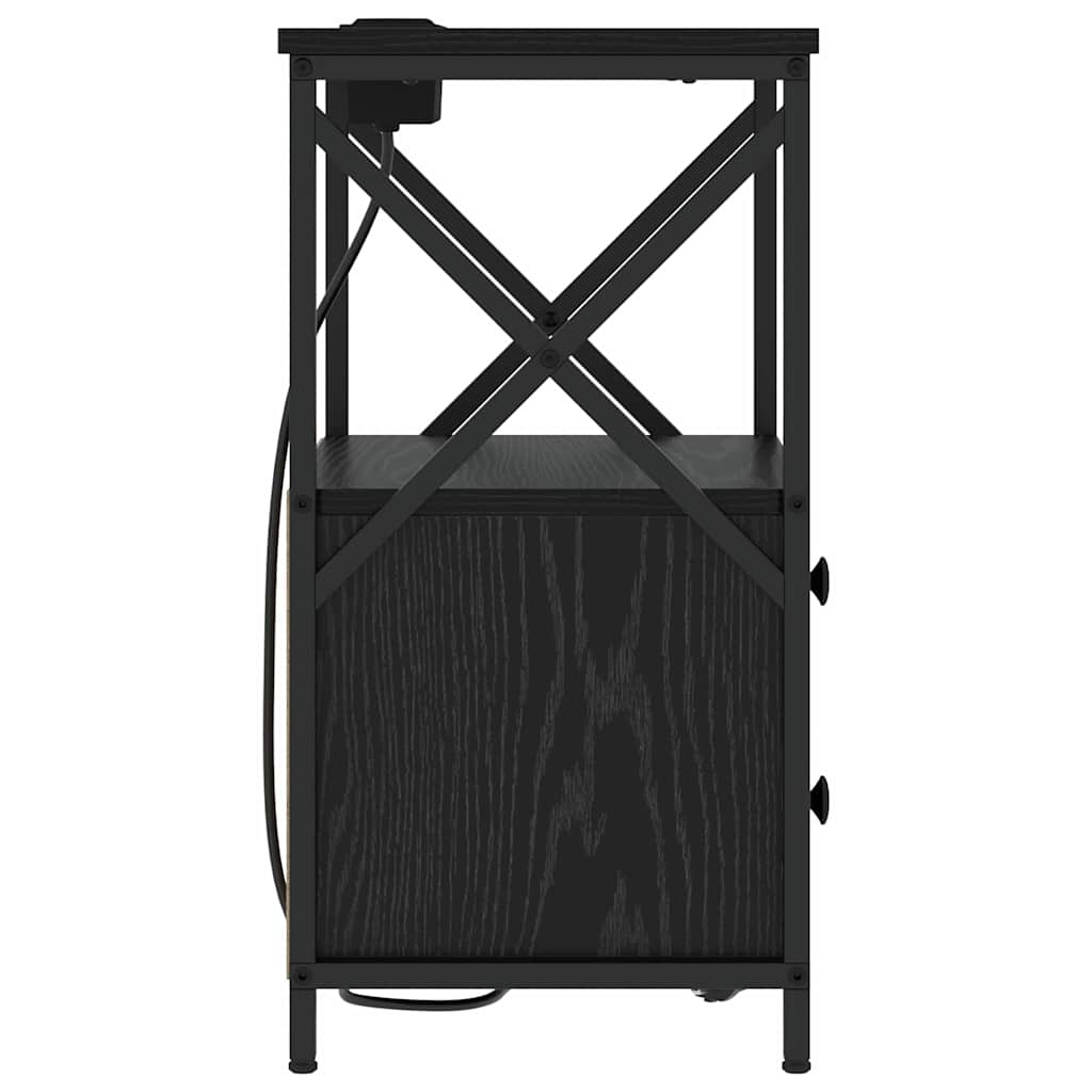 Nightstand Set of 2 Black Oak Effect 40 X 31 X 60 Cm