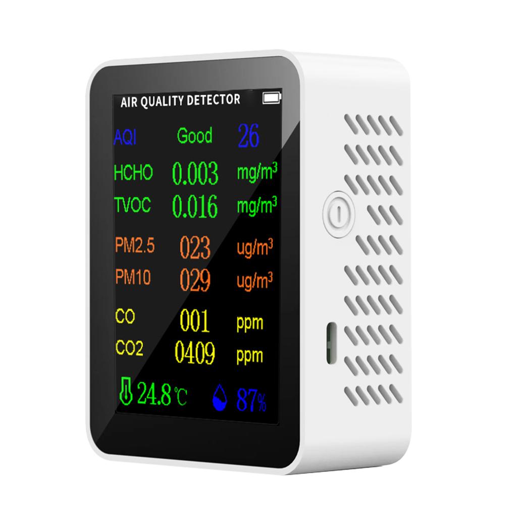 10in1 Air Quality Detector PM2.5 PM10 HCHO TVOC-CO2 AQI Meter Temperature Humidity Tester For Home Office Industrial Monitoring