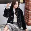 Moda de alta calidad Otoño Invierno nuevo estampado abrigo de felpa piel de oveja femenina esquilando una lana
