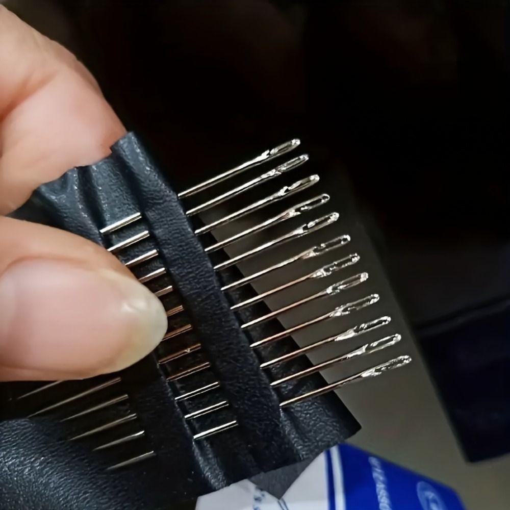 12 Pièces Aiguilles à Coudre à Trou Latéral Aiguilles à Enfiler en Acier Inoxydable Aiguille Aveugle Couture à la Main