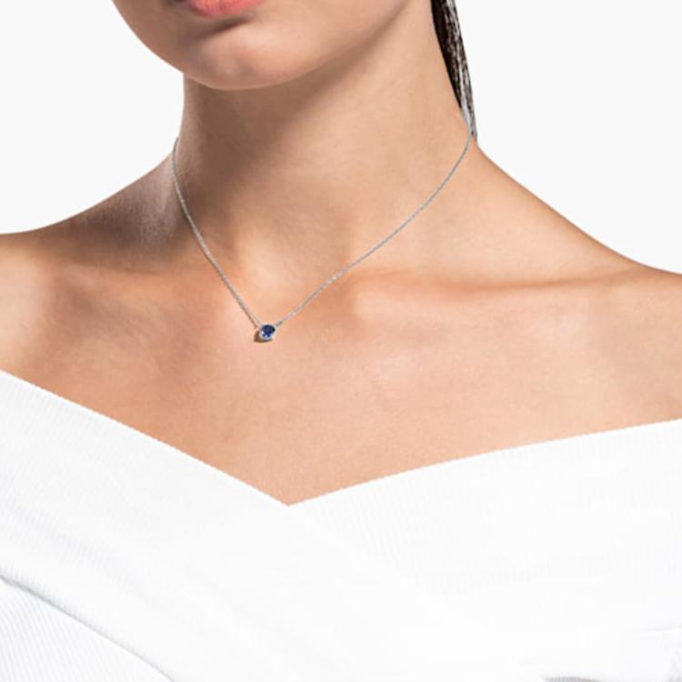 Swarovski Attract Single Stone Necklace And Earring Set Women Jewelry Blue 5536554