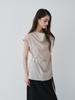 Reply Back Button Cowl Blouse Top_Beige