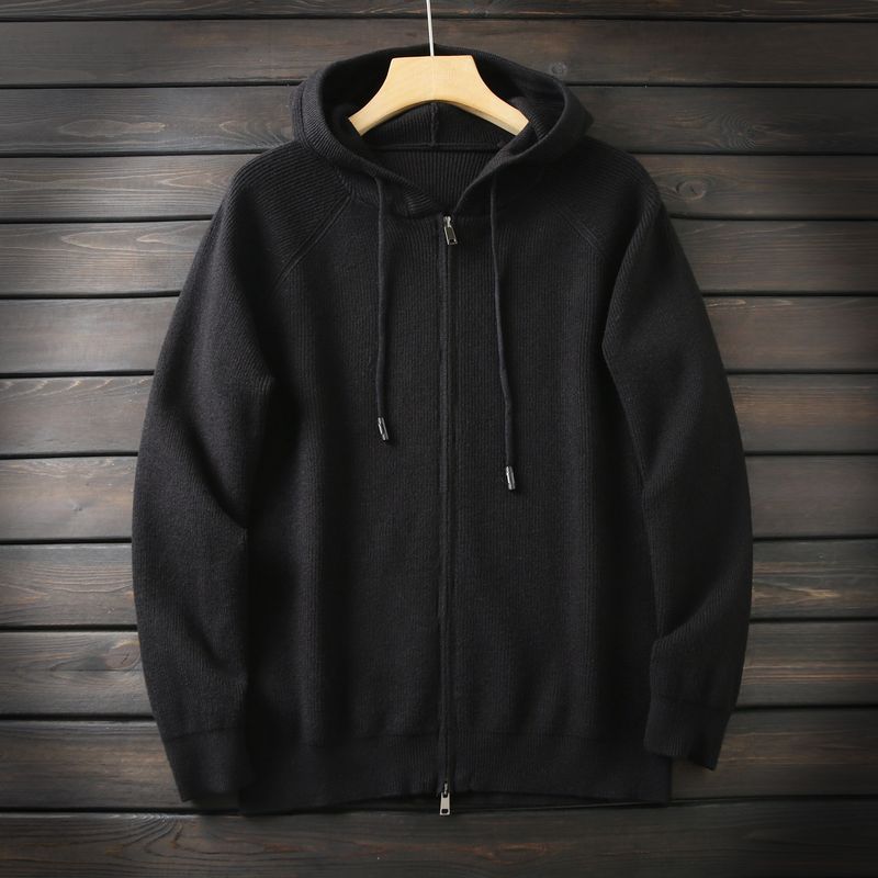 Heavy Goods Gock Zip-up Cardigan Italian Orders Men's Autumn and Winter Hood Fleece Knit Sweater Outerwear