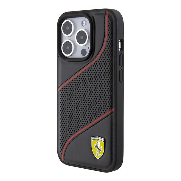 Ferrari Fehcp15Lpwak Iphone 15 Pro 6.1 Czarny/Black Hardcase Perforated Waves Metal Logo