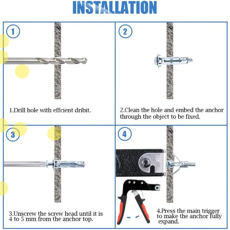 Heavy Expansion Bolt Set Practical Drywall Anchor with Screws Self Drilling Wall Home Pierced for Gypsum Board Fiberboard