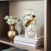 Yousheng Sliced Philosopher Sculpture Golden Skull Greek Philosopher Statue Resin Figurine Home Office Desktop Decoration Ornament