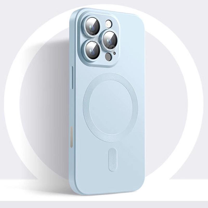 Luxury 16 Black Magsafe Magnetic Case for iPhone 16 15 14 13 12 11 Pro Max Plus Soft Silicone Matte Antiskid Lens Protect Cover