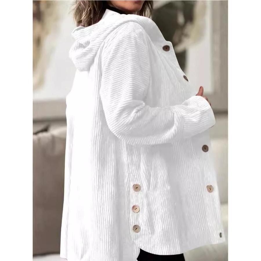 Women's Autumn Winter New Style Corduroy Loose Hooded Jacket