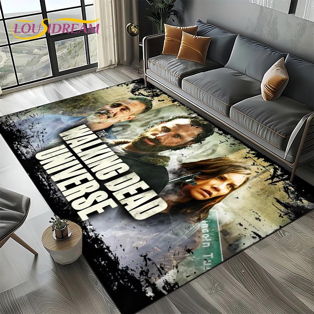 TWD Walking Dead Rick Daryl Horror TV Teppich für Wohnzimmer Schlafzimmer Haus Sofa Dekoration, Kinderteppich rutschfeste Bodenmatte