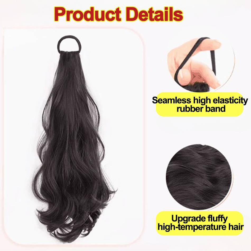 Synthetic Wig Ponytail Long Wavy Ponytail Hair With High Elasticity Rubber Band Heat Resistant Hairpiece For Daily Use