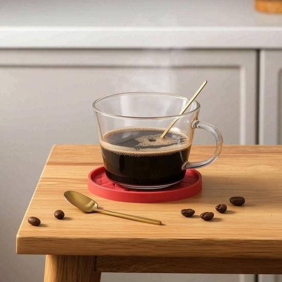 Protective Mats for Furniture Silicone Coaster Set with Holder, Non Slip Diamond Pattern Drink Coasters Stylish Table Cups Glasses, Heat Resistant