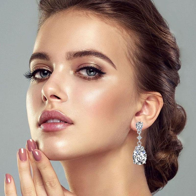 Lavixmia Italy 100 %Solid 925 Sterling Silver 10x14mm 8 .0ct Pear Cut Stud Earring Women Girl Luxury Teardrop Dangle Earrings Jew