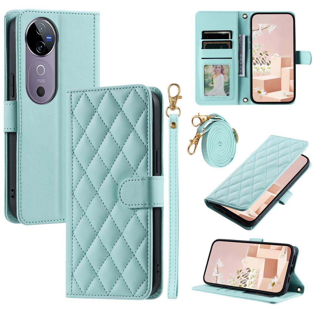 Leather Case for vivo T3 Ultra 5G/V40 Pro 5G/V40 5G/S19 Pro 5G Wallet Rhombus Grid Phone Cover