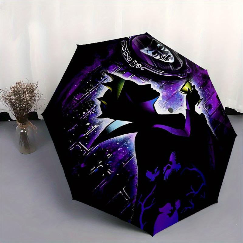 Disney Villains The Evil Queen Automatic Opening and Closing Umbrella - Lightweight 3-Fold Design, Suitable for Fans, Travel, Daily Use - Of