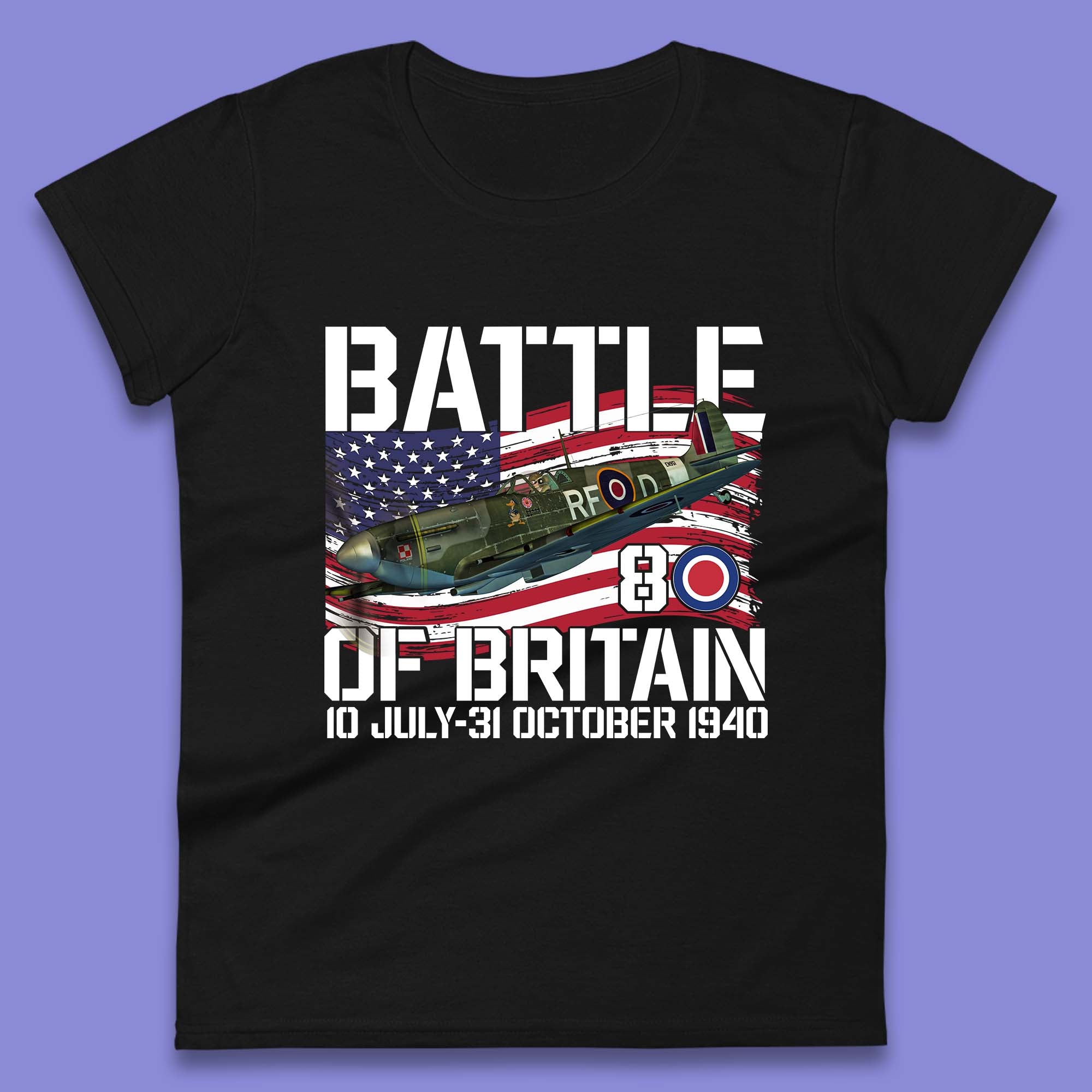 

Battle Of Britain 10 July To 31 October 1940 WW2 Fighter Jet British Airforce Womens Tee T Shirt Mens Tops Unisex Top L
