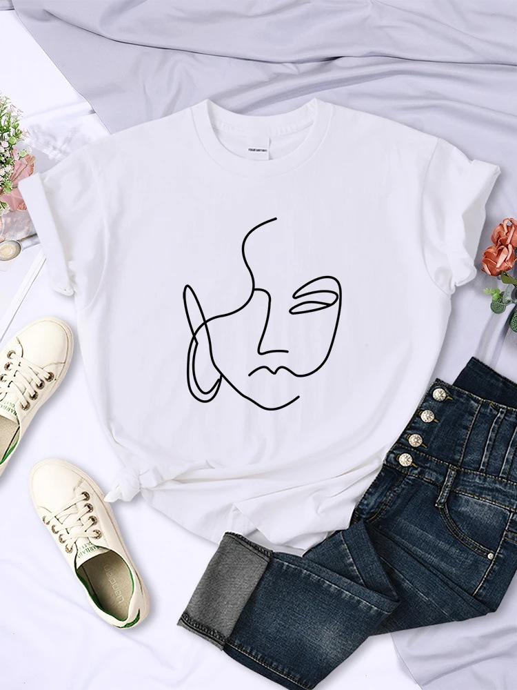 

Abstract and simple face print women s T-shirt hip-hop breathable short-sleeved street casual top women s T-shirt clothing 5XL