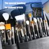 Adjustable Belt Strap Cosmetic Brush Organizer Bag 22 Pockets PU Leather Case Holder For Professional Makeup Artists