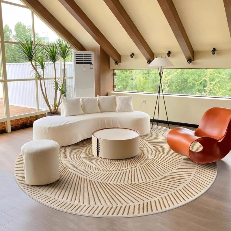 Modern Art Living Room Decoration Carpet Light Luxury Round Rugs for Bedroom Fluffy Soft Spiral stripes Rug Home Thick Floor Mat