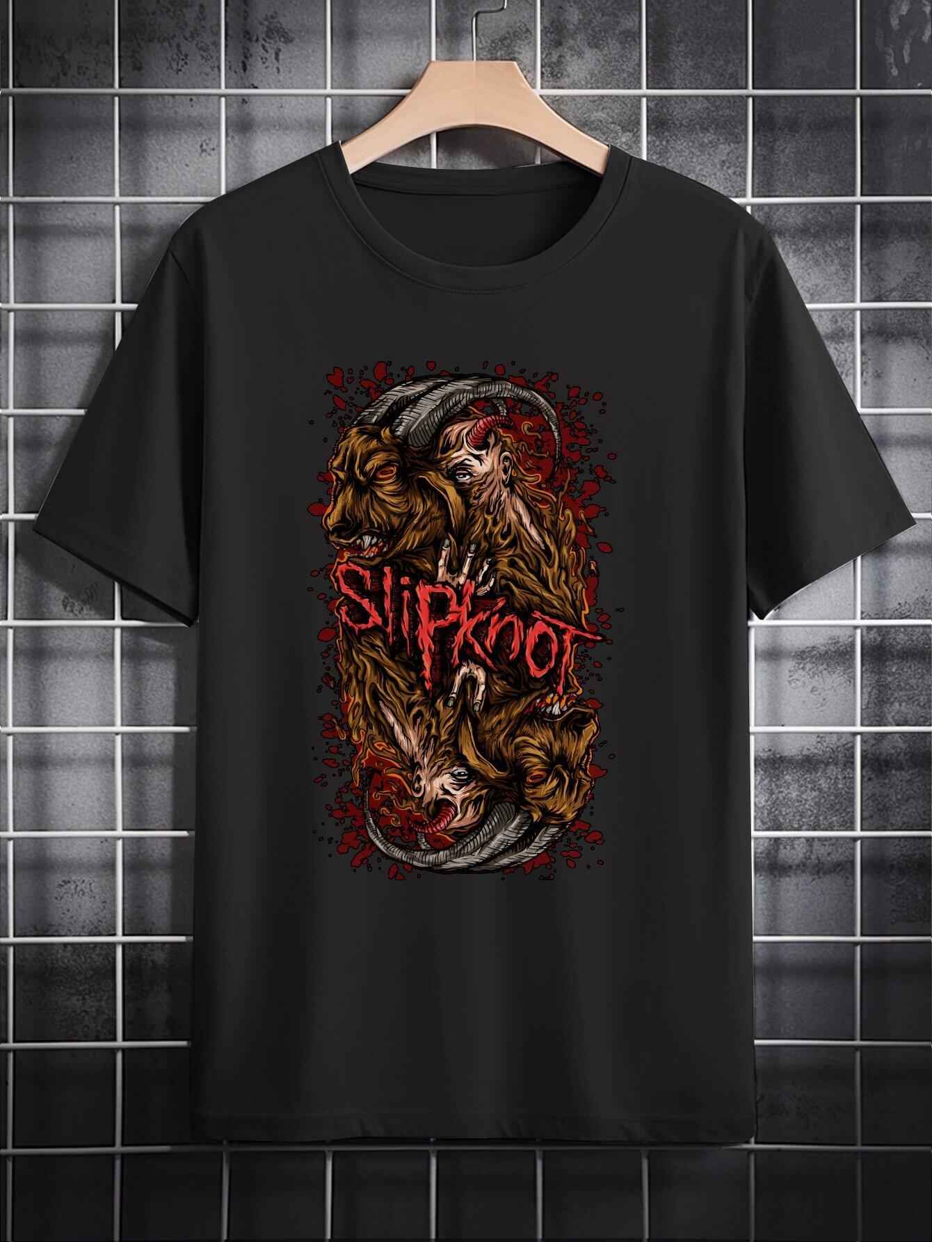 [1pc Slipknot Graphic Print T-shirt] Slipknot Graphic Print T-shirt for Men XXXXL
