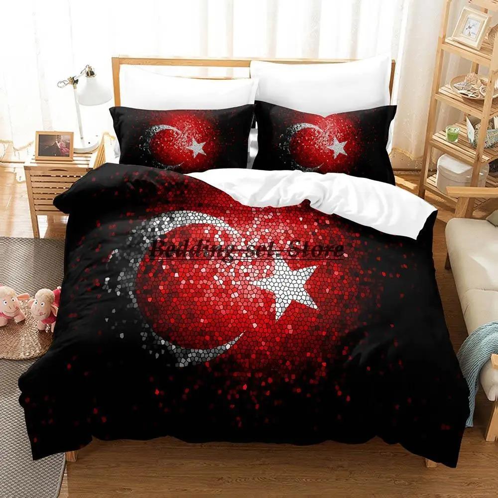 Turkey Flag Bedding Set Single Twin Full Queen King Size Bed Set Aldult Kid Bedroom Duvetcover Sets 3D Print Anime Bed Sheet Set