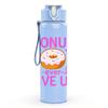 1PC Dont Give Up Donut Art 750ml Color Plastic Sports Water Bottle Leakproof Flip Straw Lid Suitable for Sports Office Home Use