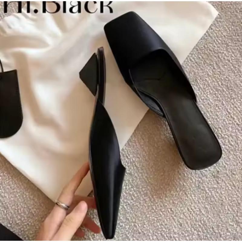 Fashion 2025Spring Summer Cover Toe Women Muels Slippers Fashion Shallow Ladies Slip on Party Dress Casual and Elegant Female Shoes