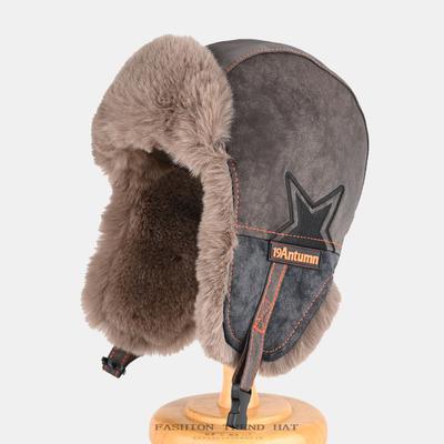 Mütze Herren- und Damen-Winter Samt verdickt warm Radfahren Ohrenklappe Outdoor Ski Leder Fliegerhaube