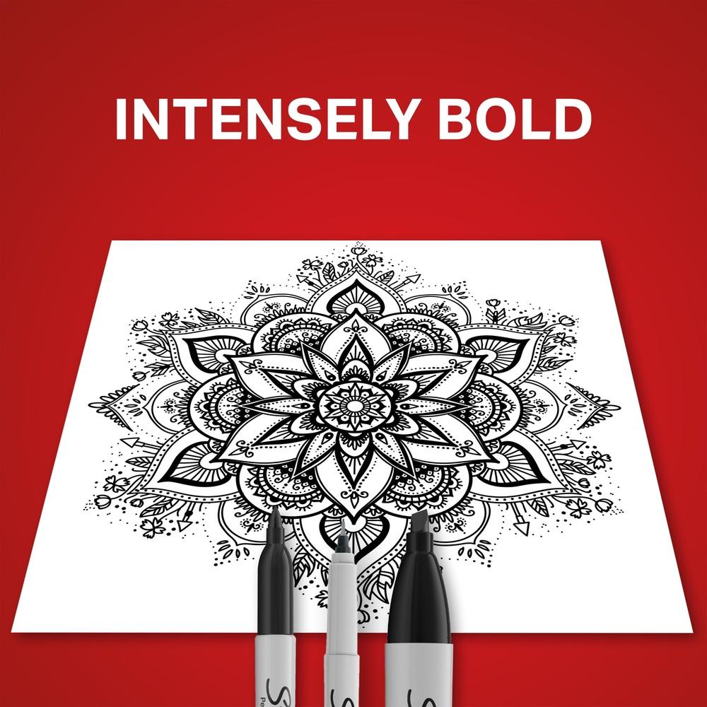 Permanent Markers Variety Pack Multi-Tip Fine Ultra Fine Chisel Tip Black Waterproof Fade Resistant 6 Count Quick Drying