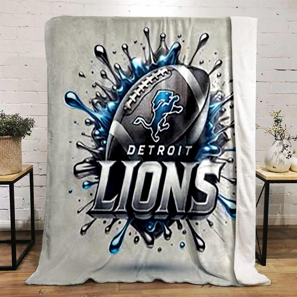 Detroit Lions Football Splash Design Flannel blanket for bedroom, living room, sofa, and nap sofas