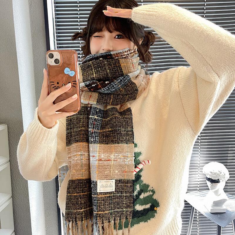 Korean imitation cashmere plaid scarf winter women's new atmosphere couple versatile warm scarf shawl winter