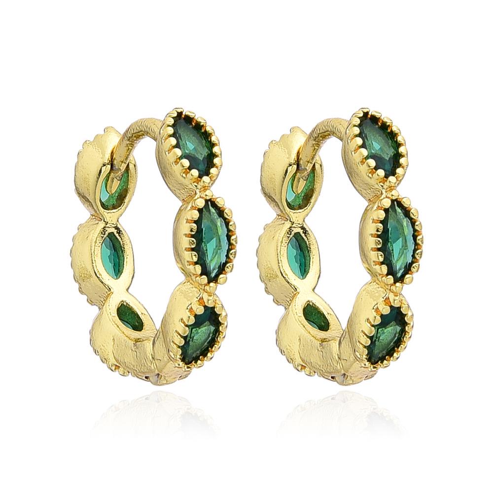 Set of 7 Small Geometric Copper Zircon Earrings for Women - Exquisite Color-Preserving Design