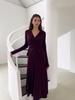2025 Women's V-Neck Cardigan & Long Dress Set - Autumn/Winter European Style