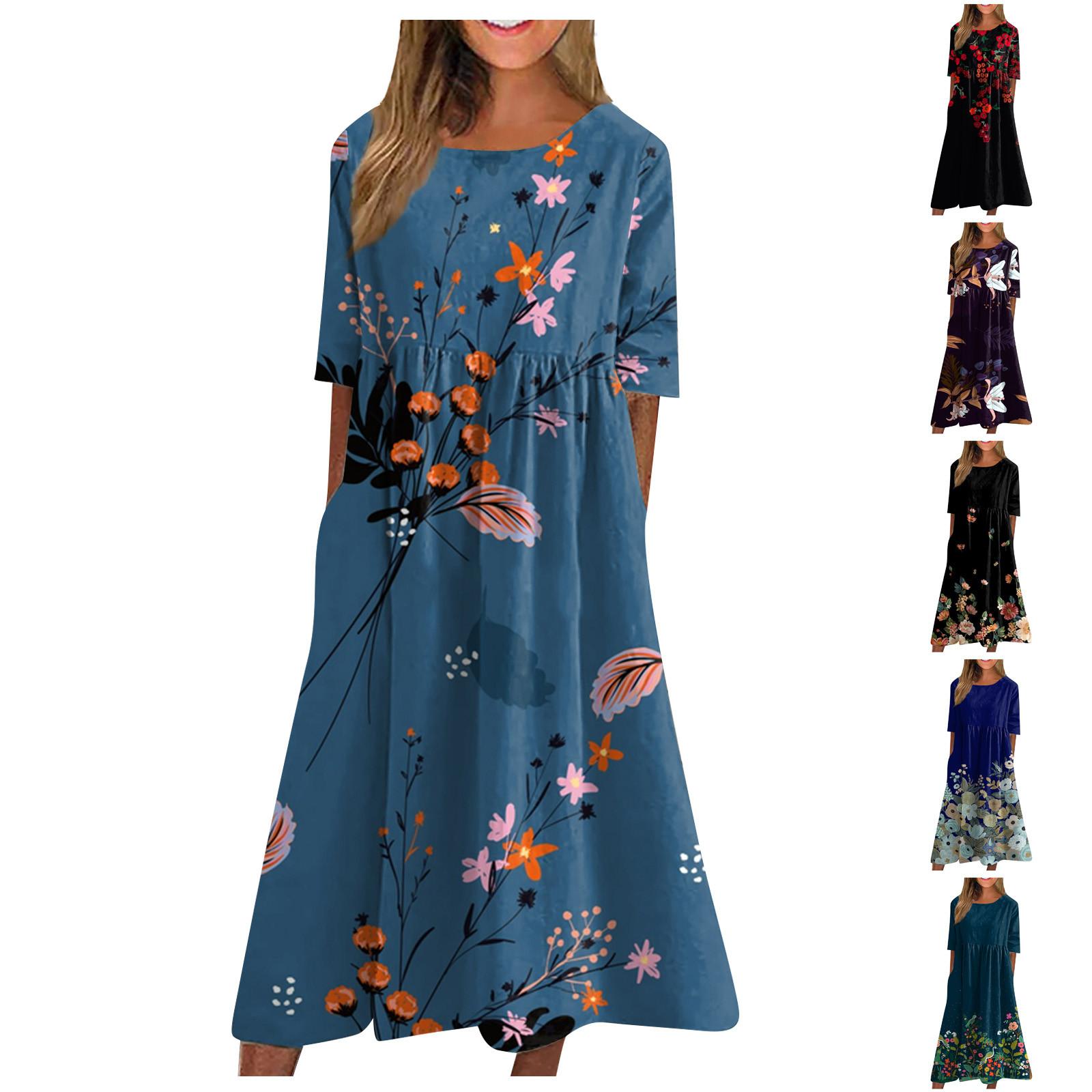 

Модное женское повседневное свободное платье с круглым вырезом и модным принтом, пуловер с коротким рукавом