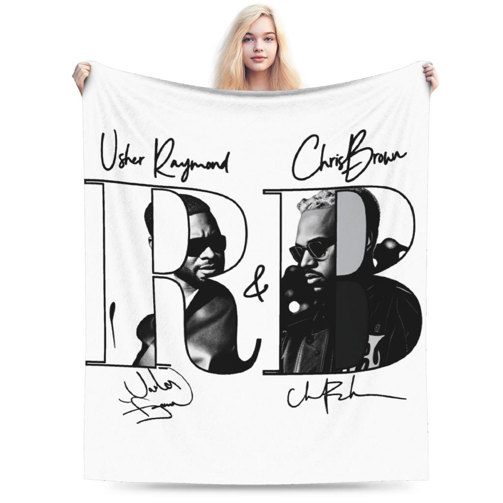 Chris Brown And Usher The Rb Tour Blanket Warm Soft Plush Throw Blanket For Girls Boys Couch Bed Flannel Bedspread Bed