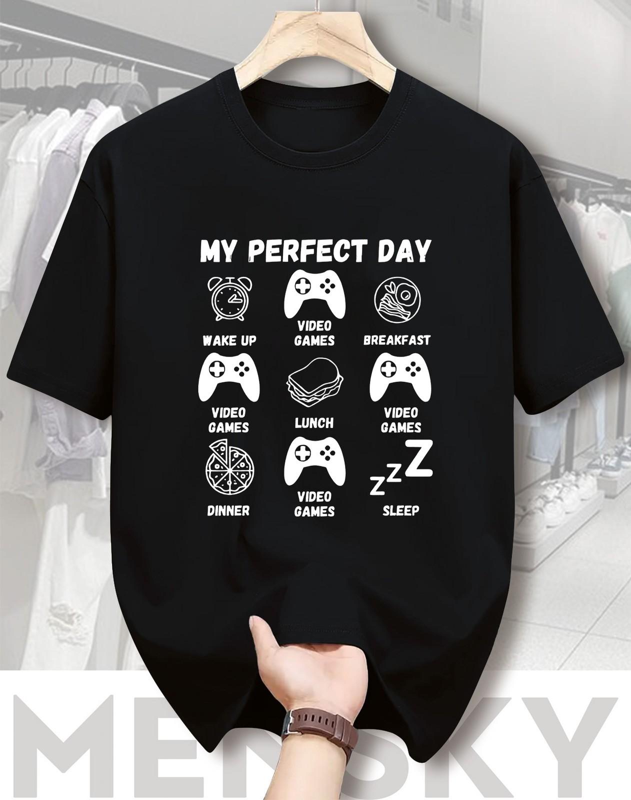 Casual Graphic T-Shirt, Summer Stylish Short Sleeves, Gamer s Ideal Day XXL