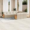 Vidaxl 10-Cz. Garden Furniture Set With Cushions, Beige, Poly Rattan
