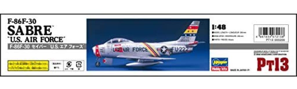 Hasegawa US Air Force Sabre Plastic Model Kit PT13 1/48 F-86F-30