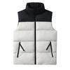 Pánská ležérní barevně blokovaná embosovaná vesta z prachového peří a bavlny, Pánská zesílená volná bunda bez rukávů se stojáčkem na zip