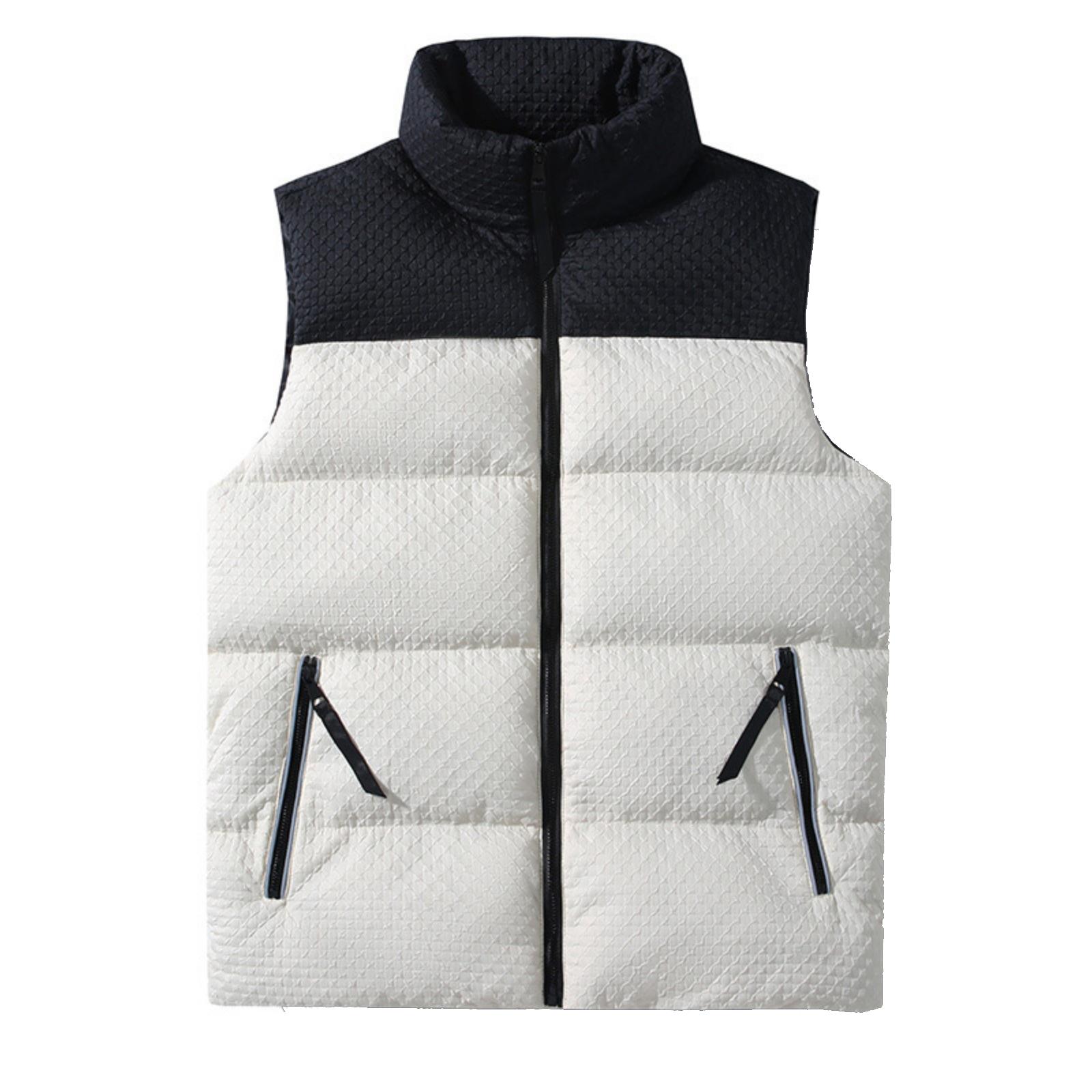 

Мужской повседневный жилет из хлопка с тиснением в стиле колор-блок, мужская утолщенная свободная куртка без рукавов на молнии со стойкой XL белый