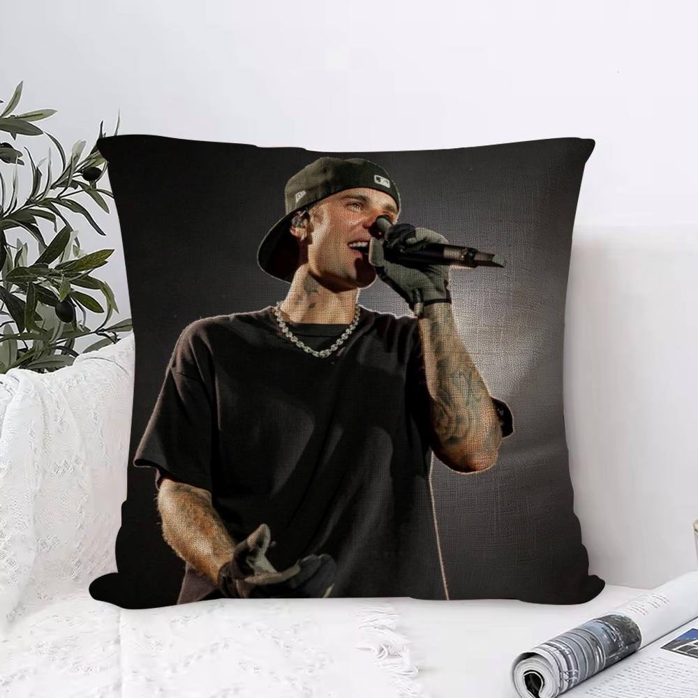 Sale JJustin B Bieber Cushion Cover Eco Linen Pillow Case DoubleSided Print Breathable Durable Zipper Home Decor Gift