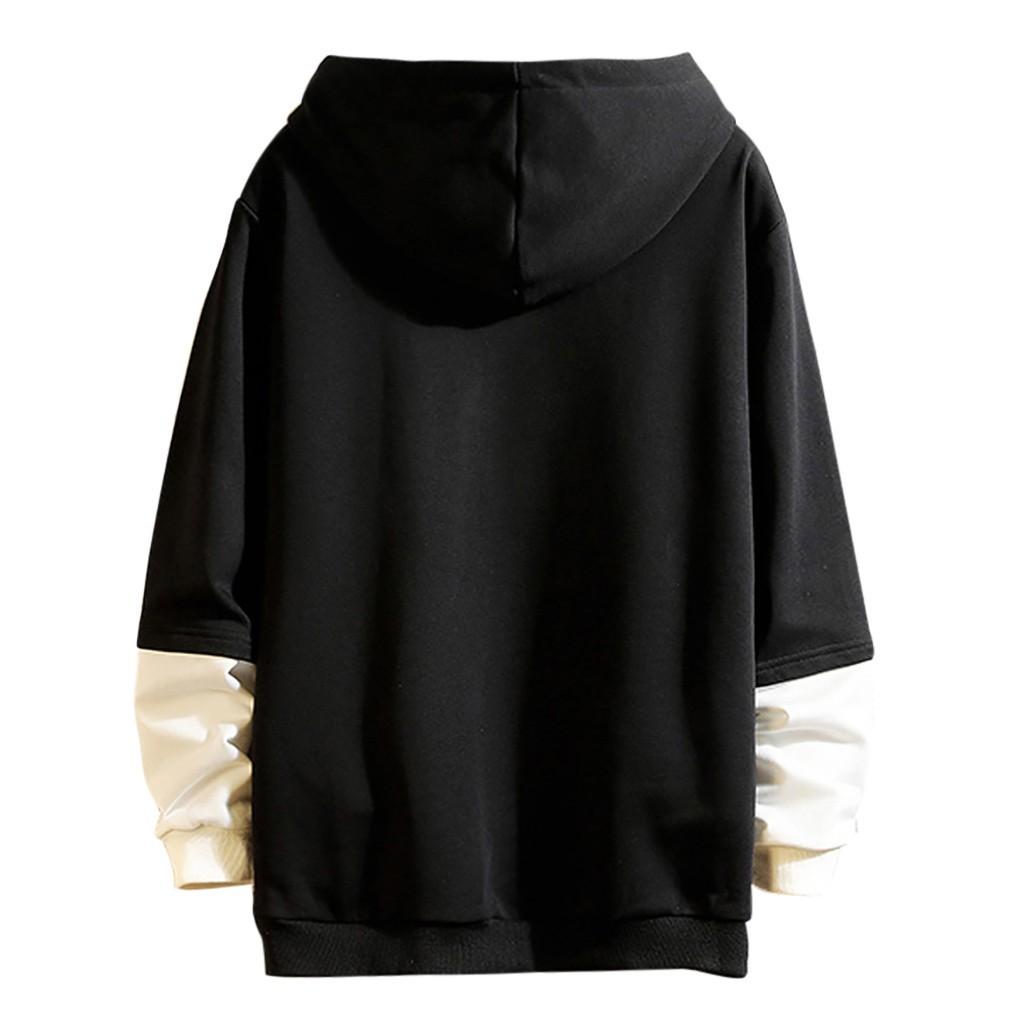 Men's  Casual Fashion Patchwork Hoodie Long Sleeves Sweatershirt Tops