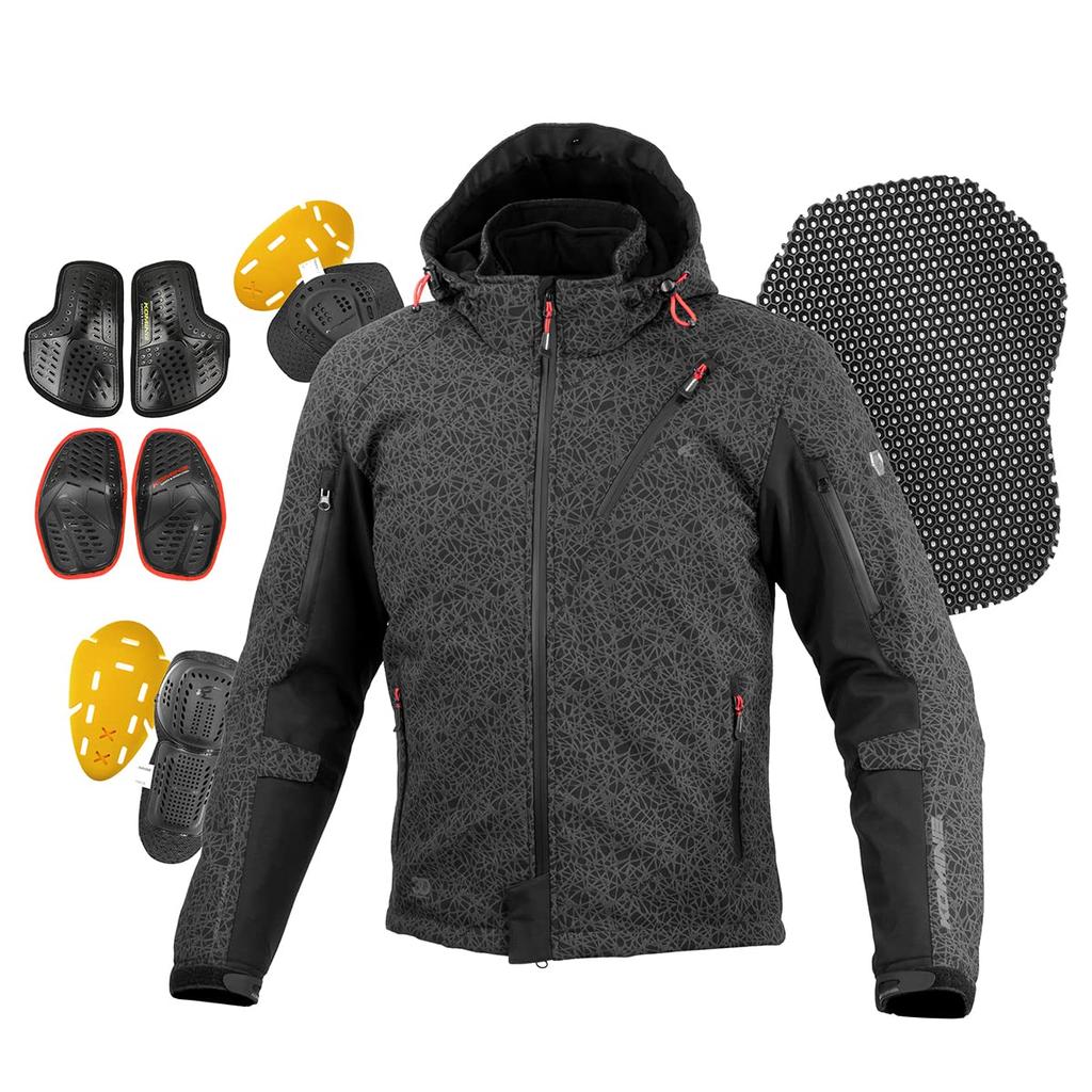 KOMINE Motorcycle Jacket JK-5793 Protective Soft Shell Winter Parka Life HR Neo HR Black 3XL