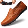 Echtes Leder Mokassins Männer weiche Unterseite Sommer atmungsaktive Hohl Loafer British Business Casual Lederschuhe Hand nähen